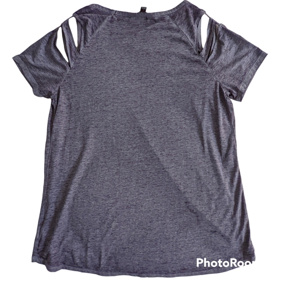 Rock & Republic Top Womens Sz L Frost Gray Cutout Scoop Neck Tee NWT - Picture 2 of 9